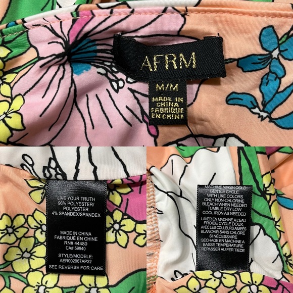 AFRM Spring Blush Bouquet Rosa Cross Halter Plunge Neck Bodysuit, M - Picture 10 of 10